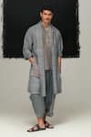 Buy_Urvashi Kaur_Blue Ramie, Linen Designer Pant _at_Aza_Fashions