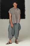 Buy_Urvashi Kaur_Blue Ramie, Linen Designer Pant _Online_at_Aza_Fashions