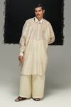 Urvashi Kaur_White Chanderi Silk Designer Handloom Kurta _Online_at_Aza_Fashions