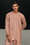 Urvashi Kaur_Pink Chanderi Designer Tiera Kurta _Online_at_Aza_Fashions