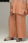 Shop_Urvashi Kaur_Orange Linen Rust Handwoven Aron Pant _Online_at_Aza_Fashions