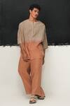 Buy_Urvashi Kaur_Orange Linen Rust Handwoven Aron Pant _at_Aza_Fashions