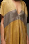Buy_Urvashi Kaur_Multi Color Tussar, Silk V-neck Zen Hanwoven Tunic _Online_at_Aza_Fashions