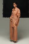 Urvashi Kaur_Orange Collared Rust Designer Arto Shirt _Online_at_Aza_Fashions