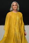 Urvashi Kaur_Green Organza Open Neck Kaze Handwoven Overlay _Online_at_Aza_Fashions