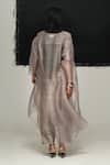 Shop_Urvashi Kaur_Gray Organza Open Neck Steel Grey Handwoven Overlay _at_Aza_Fashions