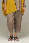 Urvashi Kaur_Gray Linen Designer Duro Pant _Online_at_Aza_Fashions