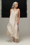 Buy_Urvashi Kaur_White Silk V-neck Yuki Dress _at_Aza_Fashions