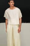 Shop_Urvashi Kaur_White Silk Designer Pearl Handwoven T-shirt _at_Aza_Fashions