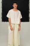 Buy_Urvashi Kaur_White Silk Designer Pearl Handwoven T-shirt _at_Aza_Fashions