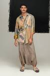 Buy_Urvashi Kaur_Green Tussar Ibuku Pant In Avocado _at_Aza_Fashions