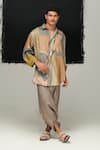 Urvashi Kaur_Green Tussar Ibuku Pant In Avocado _at_Aza_Fashions