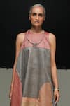 Urvashi Kaur_Linen Round Neck Multicolor Handwoven Dress _Online_at_Aza_Fashions
