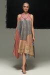 Buy_Urvashi Kaur_Linen Round Neck Multicolor Handwoven Dress _at_Aza_Fashions