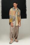 Buy_Urvashi Kaur_Tussar, Silk Multicolor Hand Woven Shirt _Online_at_Aza_Fashions