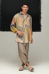 Urvashi Kaur_Tussar, Silk Multicolor Hand Woven Shirt _at_Aza_Fashions