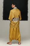 Shop_Urvashi Kaur_Yellow Tussar, Silk Kansui Hand Tie Dye Jacket _at_Aza_Fashions
