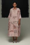 Buy_Urvashi Kaur_Pink Collared Haruy Dress _at_Aza_Fashions
