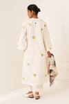 Shop_OFRIDA_White Cotton Split V-neck Limon Polka Dot Kurta _at_Aza_Fashions