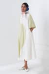 OFRIDA_White Cotton V-neck Designer Yin Aline Limon Dress _Online_at_Aza_Fashions