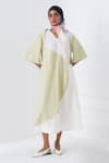 Buy_OFRIDA_White Cotton V-neck Designer Yin Aline Limon Dress _at_Aza_Fashions