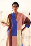 OFRIDA_Multi Color Cotton V-neck Multicolor Turin Pw Dress _at_Aza_Fashions