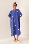 Buy_OFRIDA_Blue Cotton Round Neck Luna Rb Designer Kaftan _at_Aza_Fashions