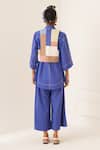Shop_OFRIDA_Blue Cotton Embroidery Open Neck Roma Reversible Bolero Jacket _at_Aza_Fashions