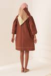Shop_OFRIDA_Brown Cotton Cacao Beach Dress _at_Aza_Fashions