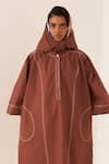 OFRIDA_Brown Cotton Cacao Beach Dress _Online_at_Aza_Fashions