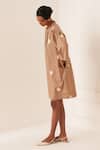 Buy_OFRIDA_Beige Cotton Round Neck Luna Latte Dress _Online_at_Aza_Fashions