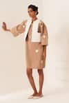 Buy_OFRIDA_White Cotton Open Neck Florence Reversible Bolero Jacket _at_Aza_Fashions
