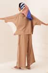 Shop_OFRIDA_Beige Cotton Collared Circular Shirt Set _at_Aza_Fashions