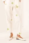 OFRIDA_White Cotton Round Neck Limone Polka Dot Shirt And Pant Set _Online_at_Aza_Fashions