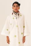 Buy_OFRIDA_White Cotton Split V-neck Limon Polka Dot Kurta Set _Online_at_Aza_Fashions
