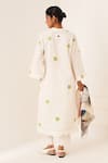 Shop_OFRIDA_White Cotton Split V-neck Limon Polka Dot Kurta Set _at_Aza_Fashions