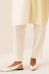 OFRIDA_White Cotton V-neck Limon Kaftan Set _Online_at_Aza_Fashions