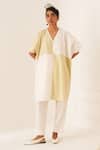 Buy_OFRIDA_White Cotton V-neck Limon Kaftan Set _Online_at_Aza_Fashions
