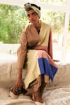 OFRIDA_Beige Cotton V-neck Multicolor Turin Kurta Set _at_Aza_Fashions