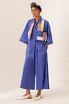 Buy_OFRIDA_Blue Cotton Patchwork Collared Multicolor 3 Piece Set _at_Aza_Fashions
