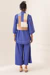 Shop_OFRIDA_Blue Cotton Patchwork Collared Multicolor 3 Piece Set _at_Aza_Fashions