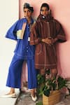 OFRIDA_Blue Cotton Patchwork Collared Multicolor 3 Piece Set _at_Aza_Fashions