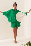 Buy_OFRIDA_Emerald Green Cotton Collared Circle Shirt Set _Online_at_Aza_Fashions