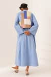 Shop_OFRIDA_Blue Cotton V-neck Multicolor Aline Dress Set _at_Aza_Fashions