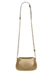 Shop_Tarun Tahiliani_Gold Leather Sling Bag With Chain Strap _at_Aza_Fashions