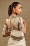 Buy_Tarun Tahiliani_Gold Leather Sling Bag With Chain Strap _at_Aza_Fashions
