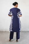 Shop_Saksham & Neharicka_Navy Cotton, Silk Applique Round Neck Blue Kurta Set _at_Aza_Fashions