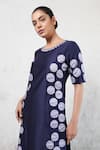Saksham & Neharicka_Navy Cotton, Silk Applique Round Neck Blue Kurta Set _at_Aza_Fashions