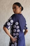 Shop_Saksham & Neharicka_Navy Cotton, Silk Applique Round Neck Blue Kurta Set 
