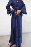 Saksham & Neharicka_Navy Cotton, Silk Applique Keyhole Neck Blue Co-ord Set _at_Aza_Fashions